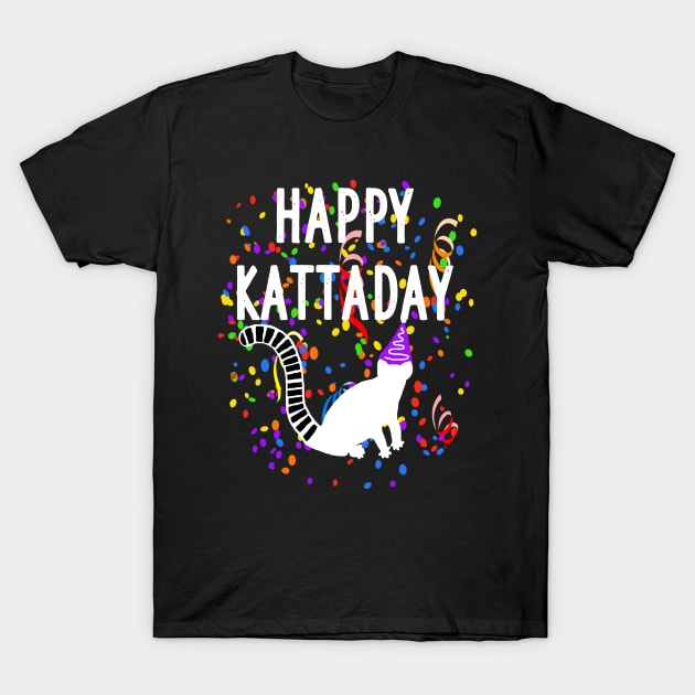 Happy Kattaday Madagascar pun colorful fan T-Shirt by FindYourFavouriteDesign